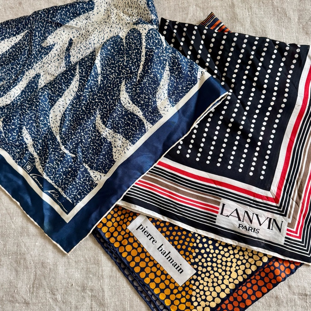 vintage designer scarves Anne Klein Lanvin Pierre Balmain